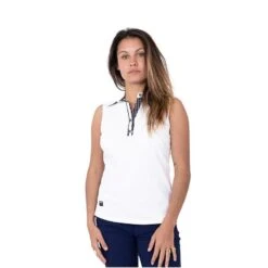 CHIBERTA Polo Met Korte Mouwen Chiberta Good Mouwloze Dames Golfpolo Ruit Wit
