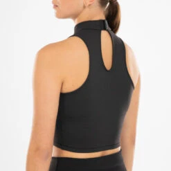Crop Top Voor Moderne Dans Dames Opstaande Kraag Zwart -Kledij Verkoop crop top voor moderne dans dames opstaande kraag zwart 3