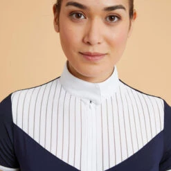 Damespolo Met Korte Mouwen Voor Paardrijwedstrijden 500 -Kledij Verkoop damespolo met korte mouwen voor paardrijwedstrijden 500 marineblauw 2