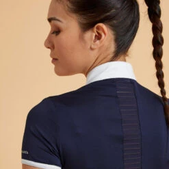 Damespolo Met Korte Mouwen Voor Paardrijwedstrijden 500 -Kledij Verkoop damespolo met korte mouwen voor paardrijwedstrijden 500 marineblauw 4