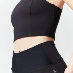 Strakke Cropped Sporttop Voor Dames Zwart -Kledij Verkoop strakke cropped sporttop voor dames zwart 3